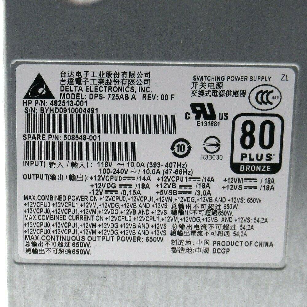 HP 508548-001 650W Watt Switching Power Supply Unit PSU for HP Z600 DPS-725AB - AloinfoUSA