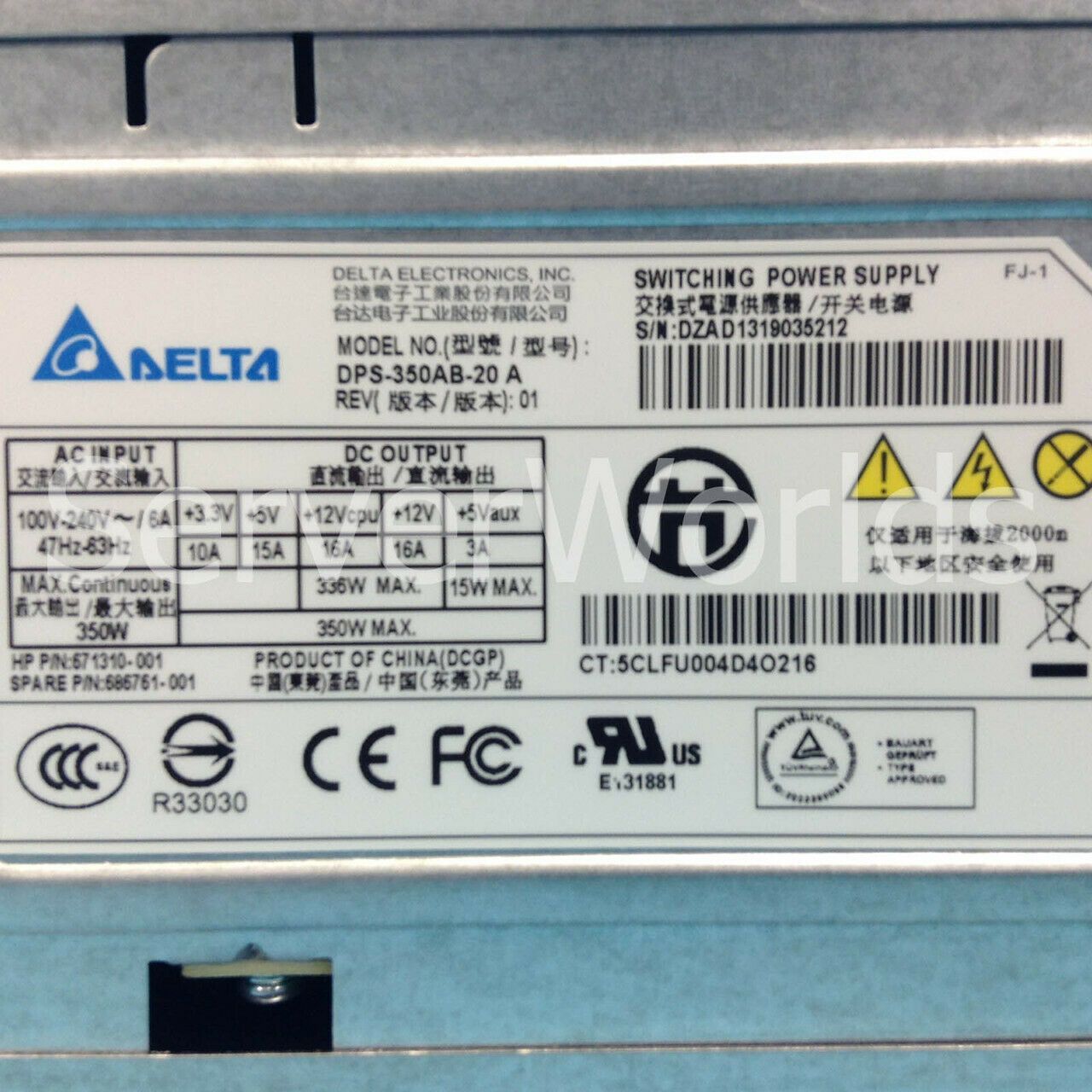 HP 686761-001 ML310E Gen8 350W Micro ATX Power Supply 671310-001 DPS-350AB-20 A - AloinfoUSA