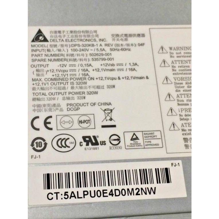 HP Z200 320W Desktop Power Supply DPS-320K-1A 502629/535799-001 - AloinfoUSA