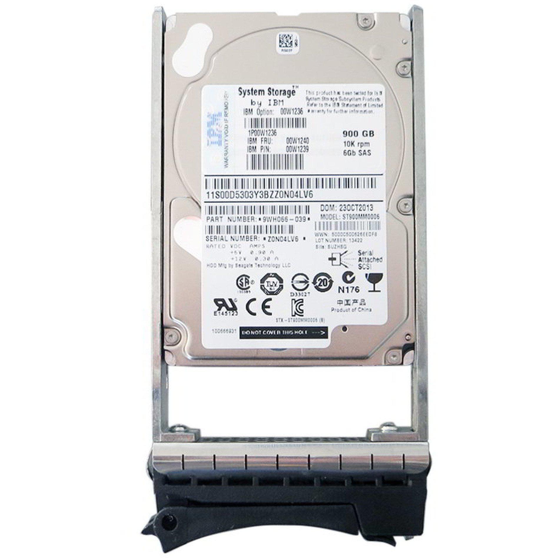 IBM 900GB SAS 6Gbps 10K RPM 2.5" Hard Drive 00W1236 00W1240 00W1239 DS3524 883436308694 - AloinfoUSA