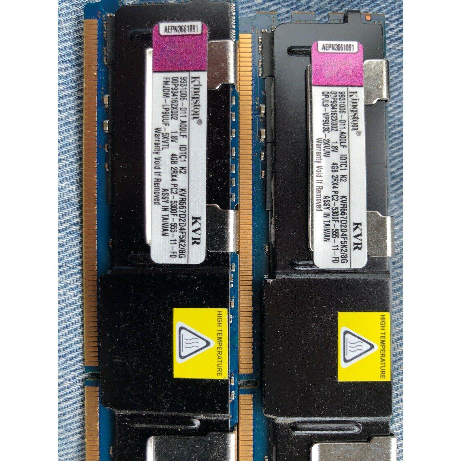 Kingston KVR667D2D4F5K2/8G 8GB Kit (4GBx2) PC2-5300 667MHZ CL5 740617106763 - AloinfoUSA