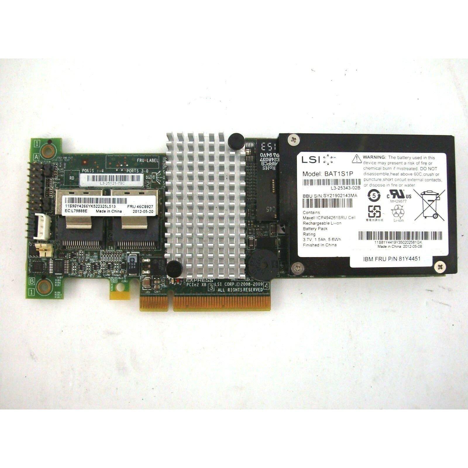 LSI ServeRAID M5015 SAS SATA PCIe RAID Controller IBM 46C8927 - AloinfoUSA