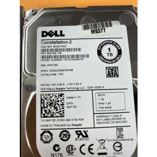 Disco WF12F / 9KW4J DELL 1TB 7.2K 6GBPS SATA 2.5'' HDD HARD DRIVE ST91000640NS - MFerraz Tecnologia