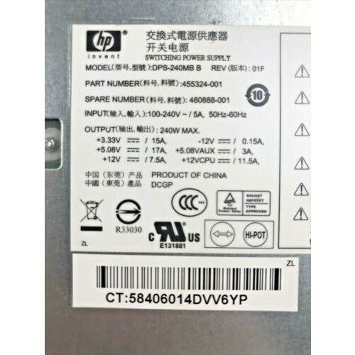 Fonte HP 462435-001 460974-001 DPS-240MB-3 A 240W Desktop Power Supply - MFerraz Tecnologia