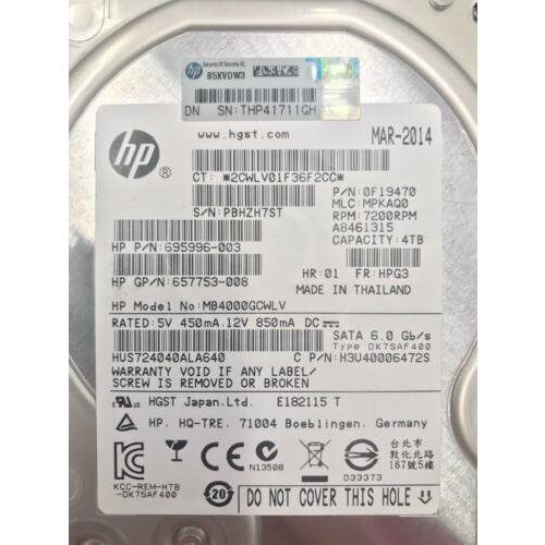 Disco 694374-B21 HPE 4TB 3G SATA 7.2K RPM LFF 3.5" MIDLINE 694534-001 695996-003 - MFerraz Tecnologia