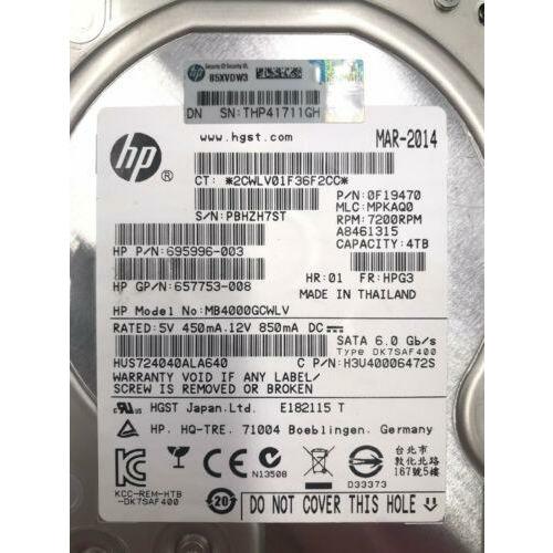 Disco 694374-B21 HPE 4TB 3G SATA 7.2K RPM LFF 3.5" MIDLINE 694534-001 695996-003 - MFerraz Tecnologia