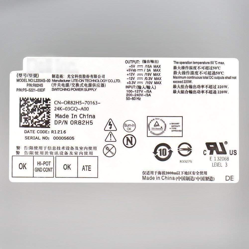 S-Union 220W Power Supply Compatible for Dell Inspiron 3647 660s Acer X1420 X3400 eMachines Gateway Series Delta DPS-220UB A Liteon H220AS-00 L220AS-00 L220NS-00 PS-5221-03DF R82HS 650WP FXV31 P3JW1 - AloinfoUSA