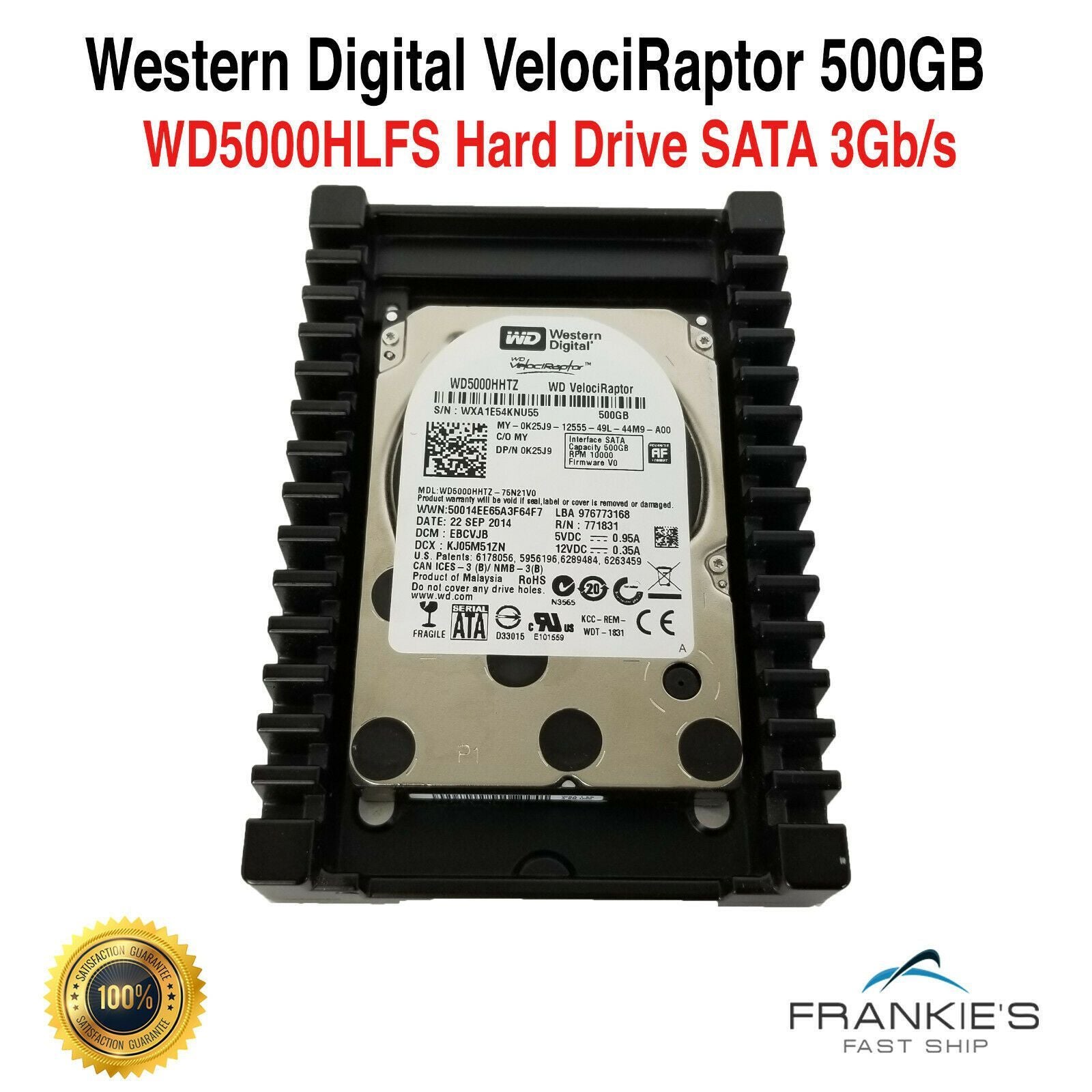 Western Digital WD VelociRaptor WD5000HHTZ 500GB Hard Drive SATA 6Gb/s - AloinfoUSA