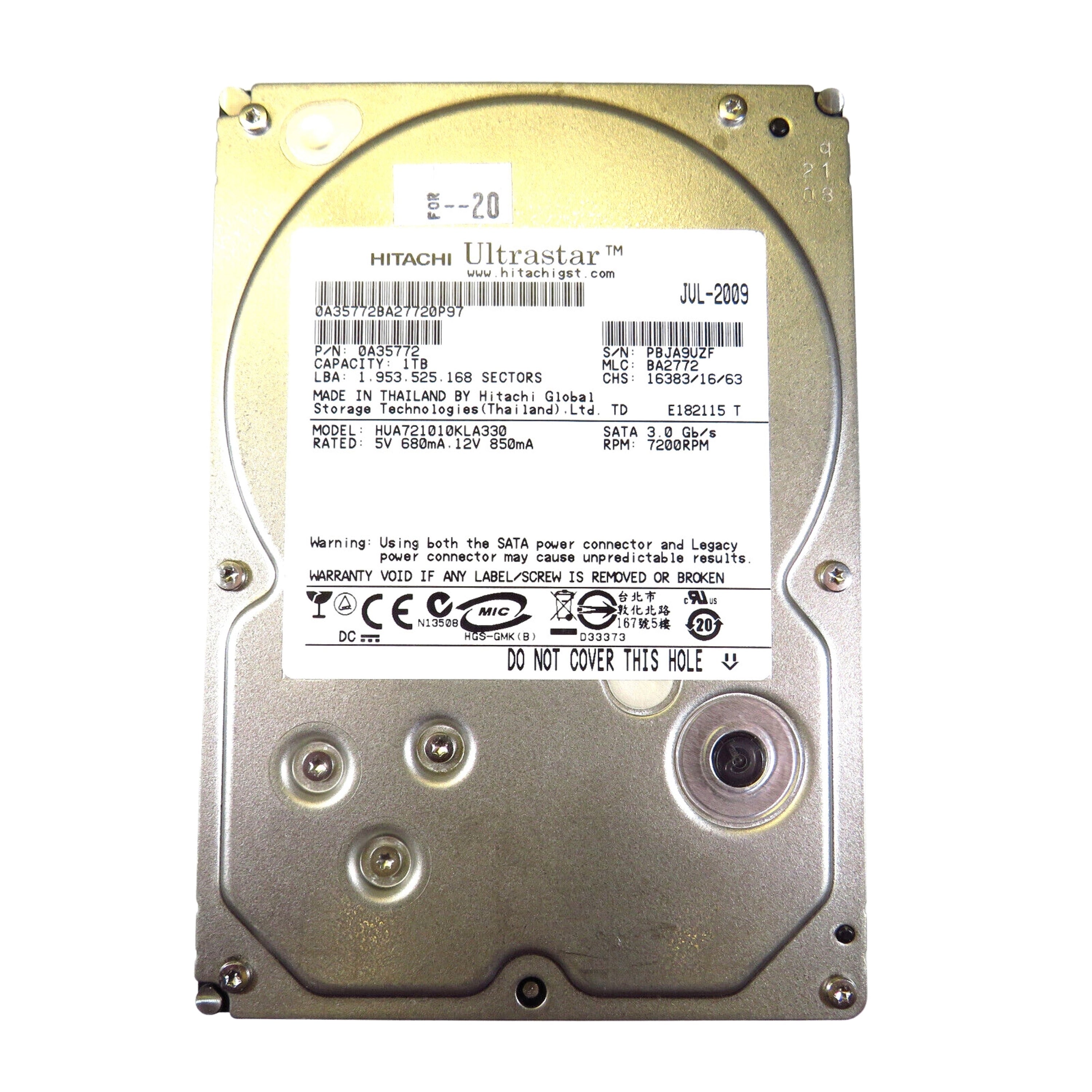 Dell 0A35772 3.5" 1TB 7200RPM SATA II Hard Disk Drive (HDD), Silver (Refurbished)