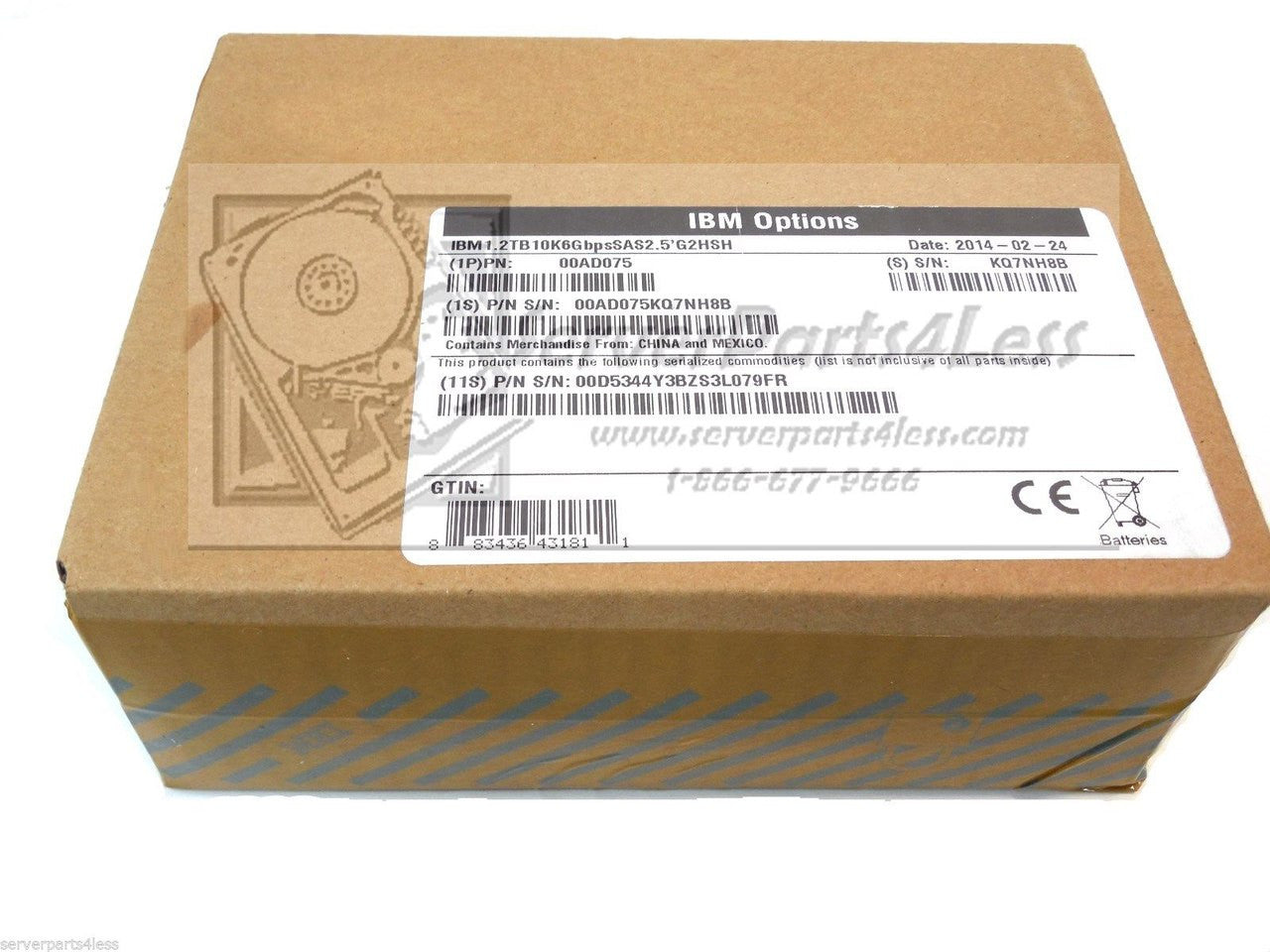 00AD075 IBM 1.2TB 6G 10K RPM SAS 2.5” G2 Hard Drive