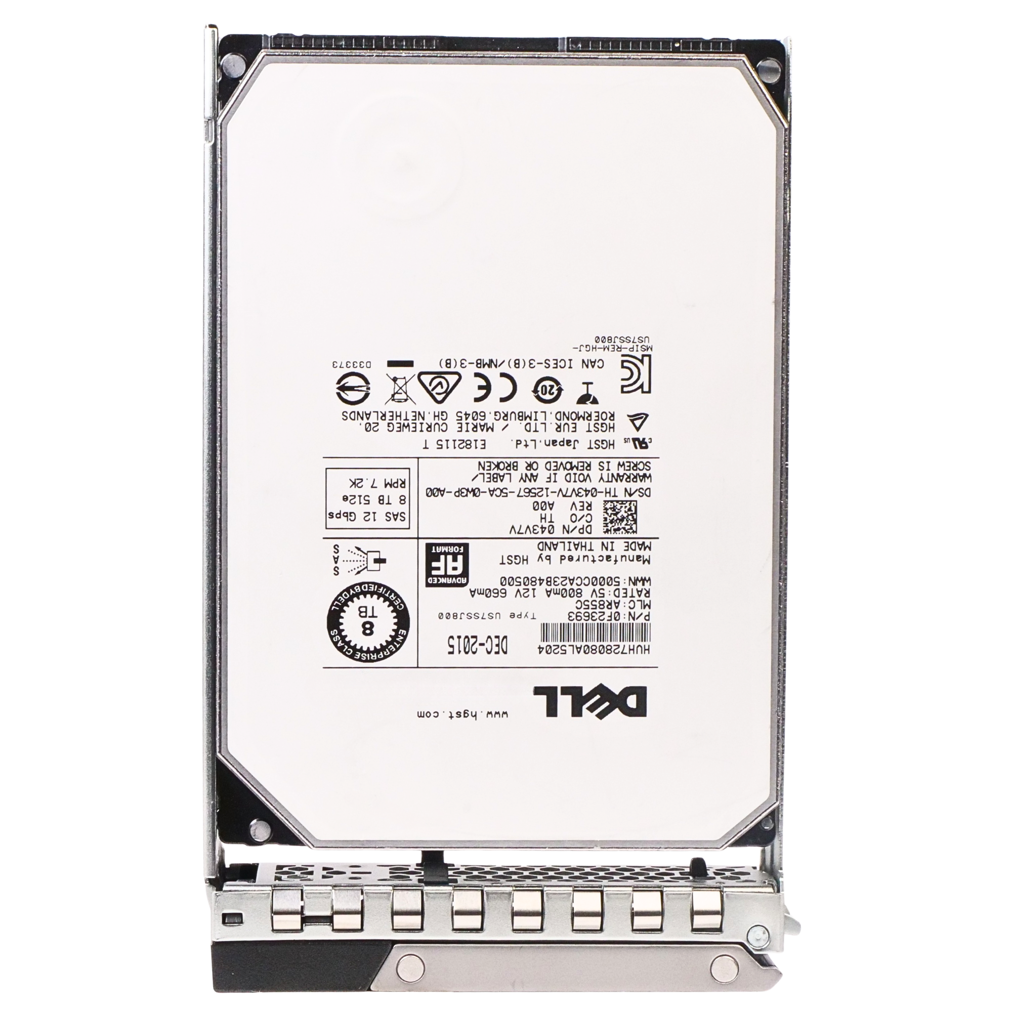 Dell G14 043V7V 8TB 7.2K RPM SAS 12Gb/s 512e 128 MB 3.5in Refurbished HDD