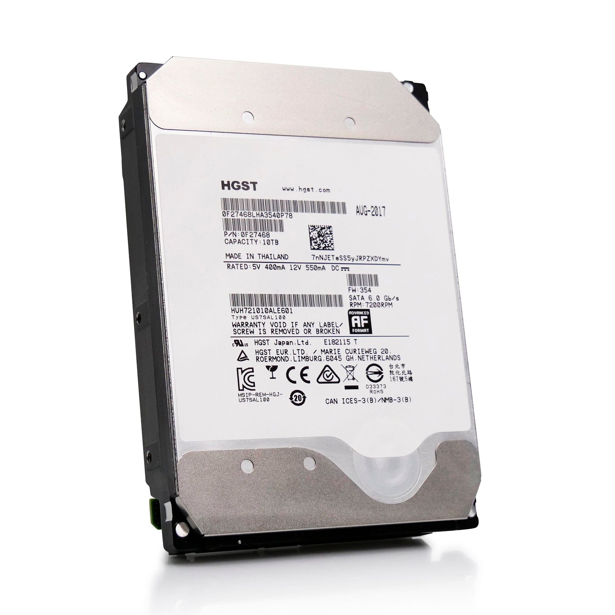 HGST/Western Digital Ultrastar DC HC510 HUH721010ALE601 0F27468 10TB 7.2K RPM SATA 6Gb/s 512e 3.5in Refurbished HDD