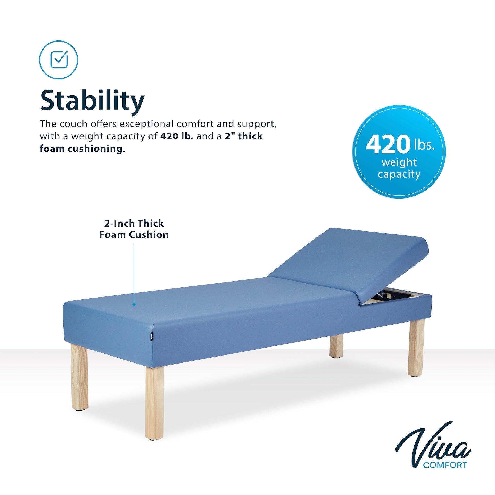 Lucas Recovery Couch w/ Adjustable Headrest & Antimicrobial Upholstery