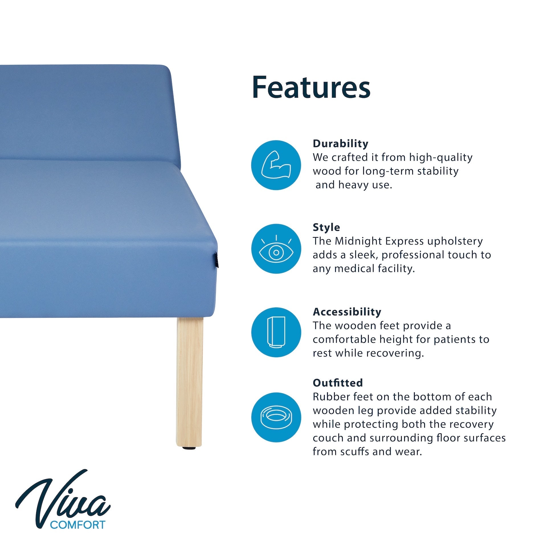 Lucas Recovery Couch w/ Adjustable Headrest & Antimicrobial Upholstery