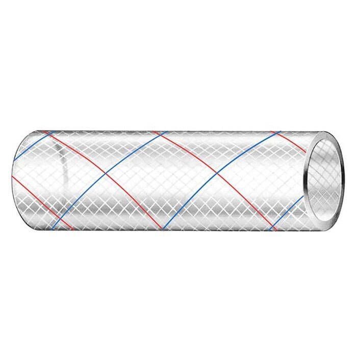 Trident Marine 5/8" x 50' Clear Reinforced PVC Hose Tubing Red & Blue Tracer