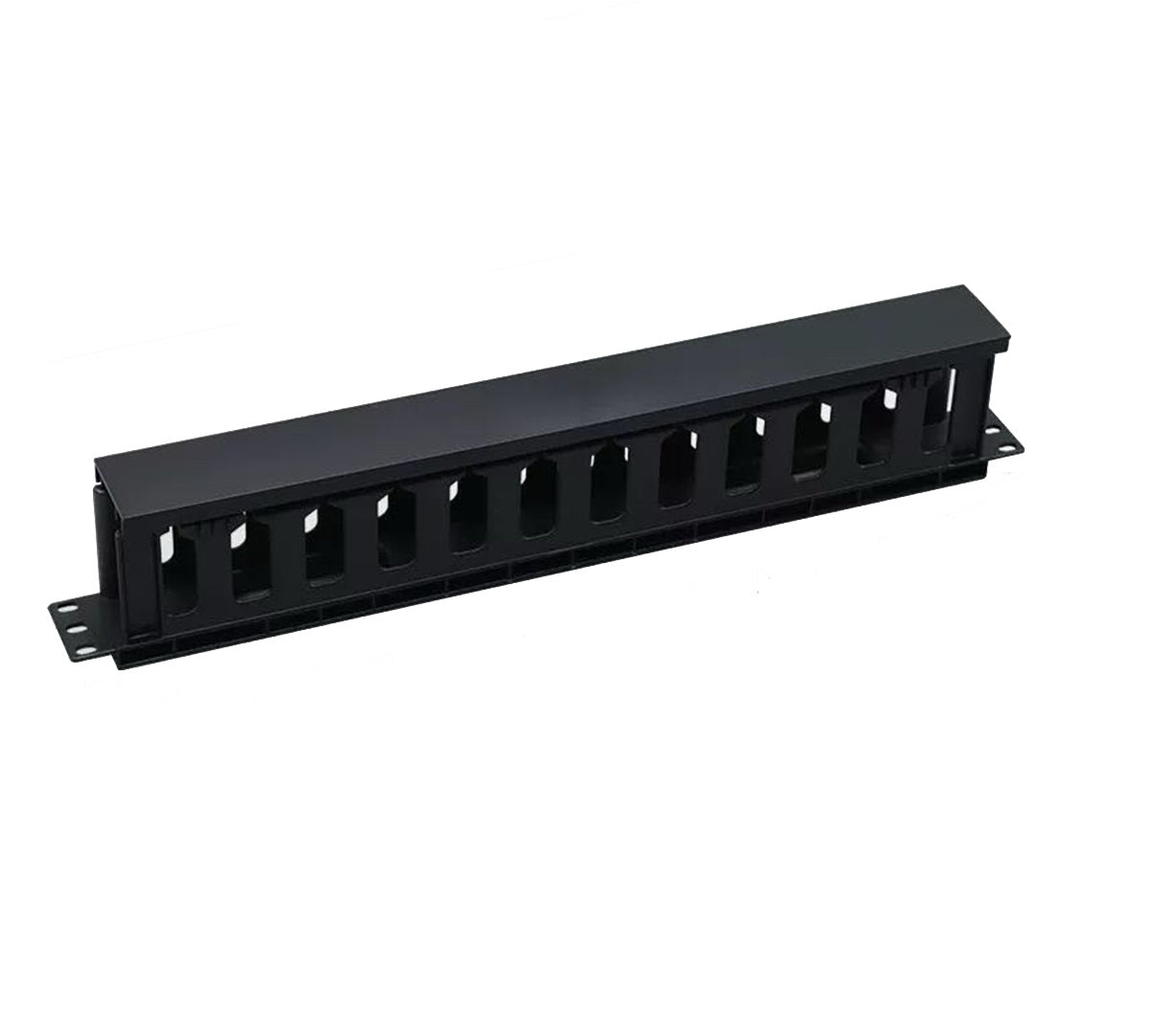 Horizontal Single Sided Manager, 1RU, Finger Duct with Cover, 3.43 in. Depth