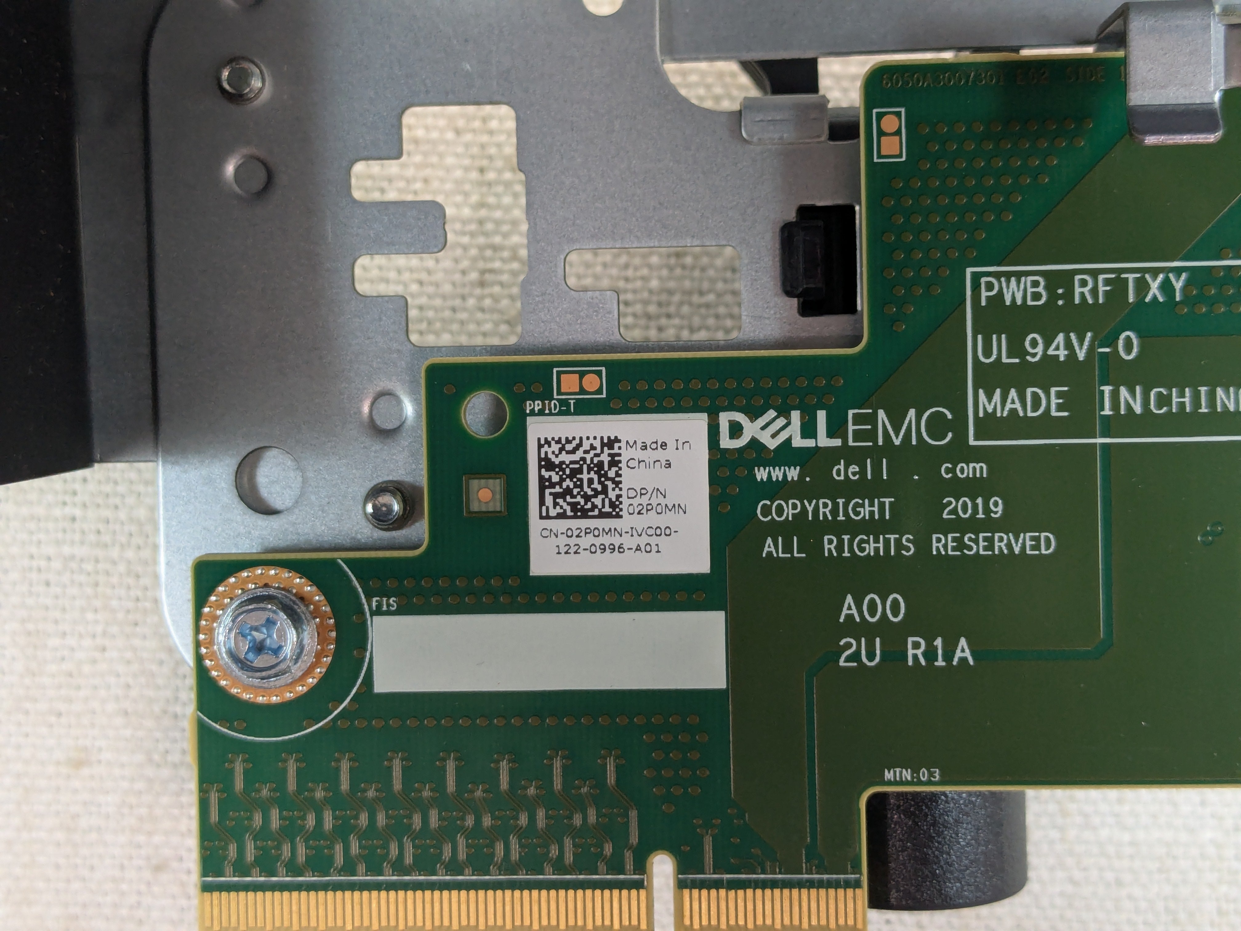 Dell 2P0MN Riser 1A (1 x16 FH) Assembly for PowerEdge R750 R7525