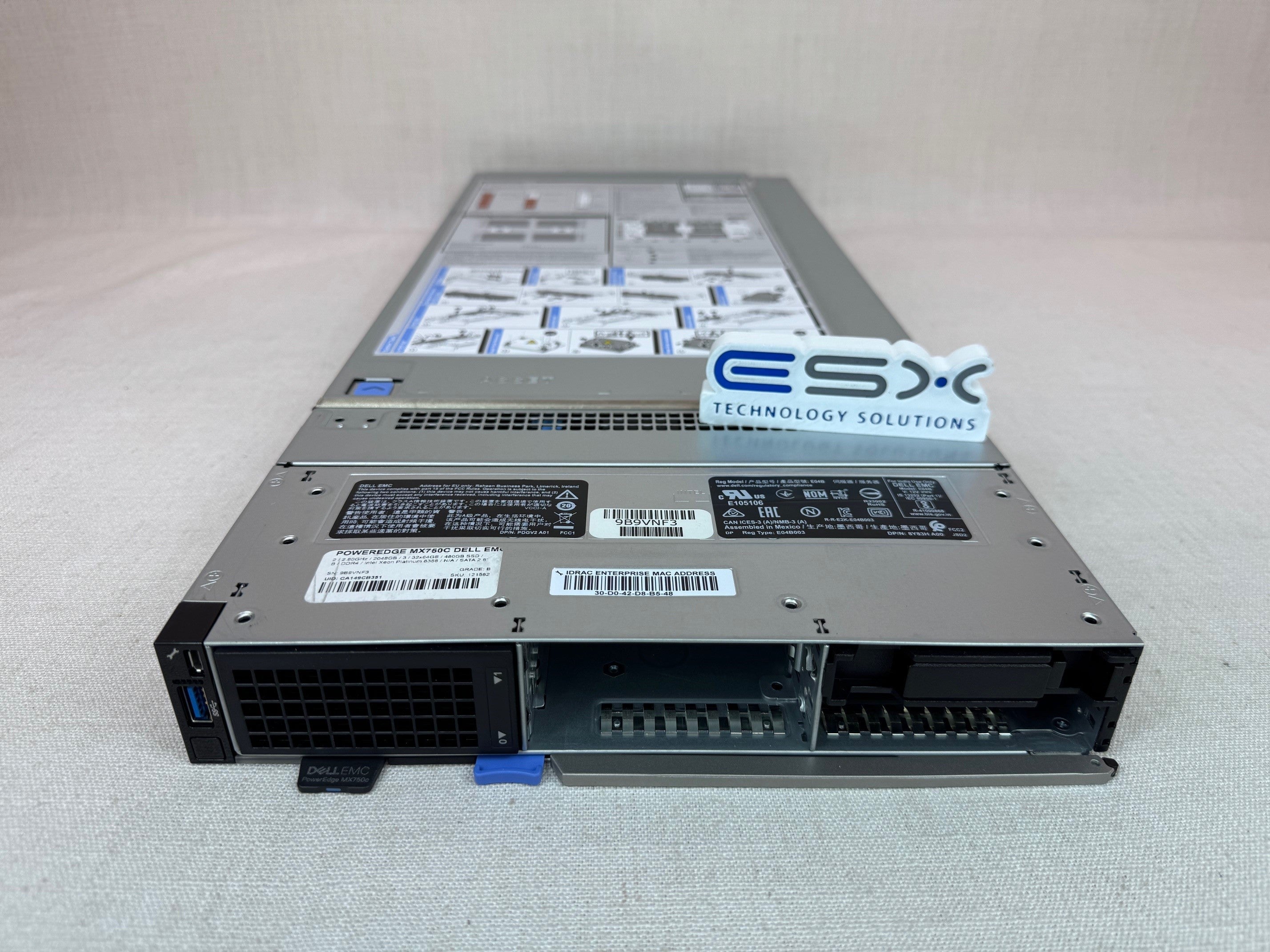 Dell PowerEdge MX750c 4x 2.5” NVMe CTO Blade Server- 2x Heatsink, iDRAC, TPM 2.0