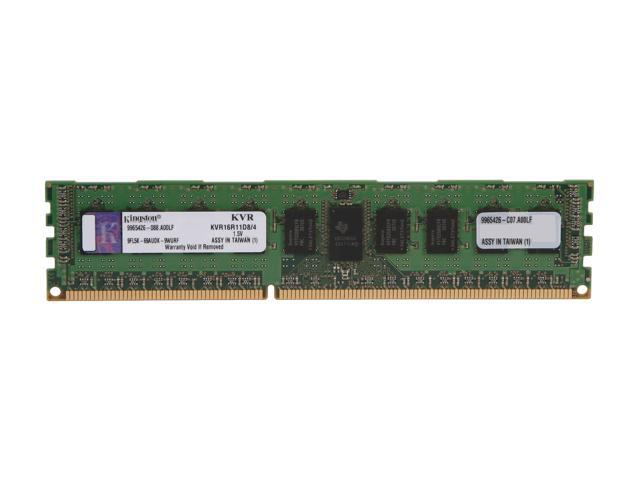Kingston 4GB PC3-12800 DDR3-1600MHz ECC Registered CL11 240-Pin DIMM Dual Rank x8 Memory Module - KVR16R11D8/4