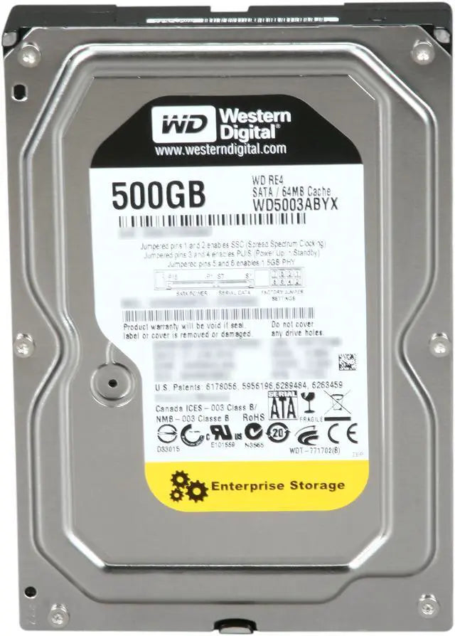 Western Digital WD RE4 WD5003ABYX 500GB 7200 RPM 64MB Cache SATA 3.0Gb/s 3.5" Internal Hard Drive Bare Drive
