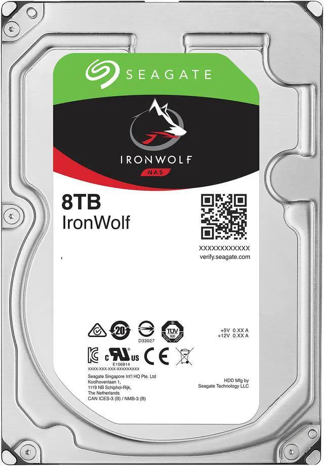 Seagate IronWolf 8TB NAS Hard Drive 7200 RPM 256MB Cache SATA 6.0Gb/s CMR 3.5" Internal HDD for RAID Network Attached Storage ST8000VN0022