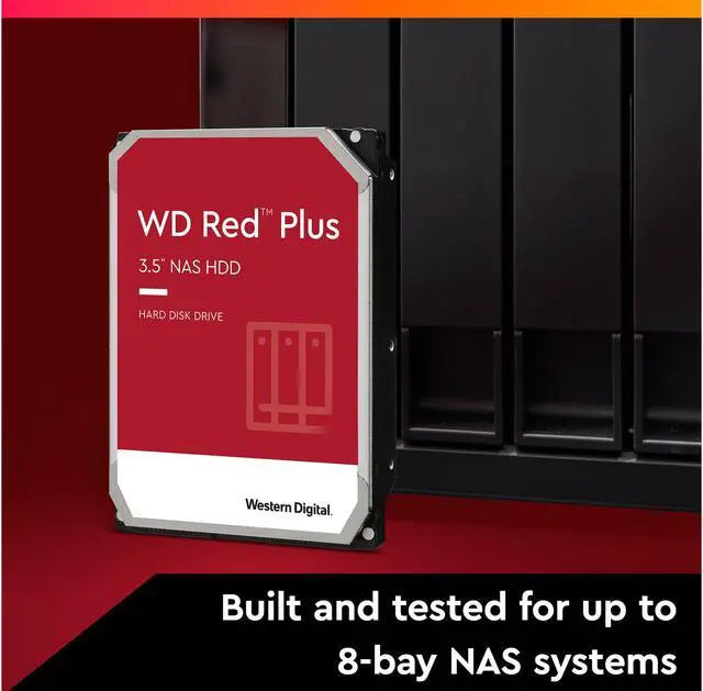 WD Red Plus 14TB NAS Hard Disk Drive - 5400 RPM Class SATA 6Gb/s, CMR, 512MB Cache, 3.5 Inch - WD140EFFX