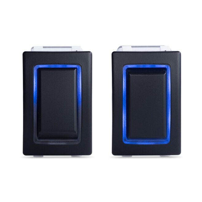 Sierra RK40680B Rocker Switch w/Halo LED Light, (ON) OFF (ON), DPDT, Blue
