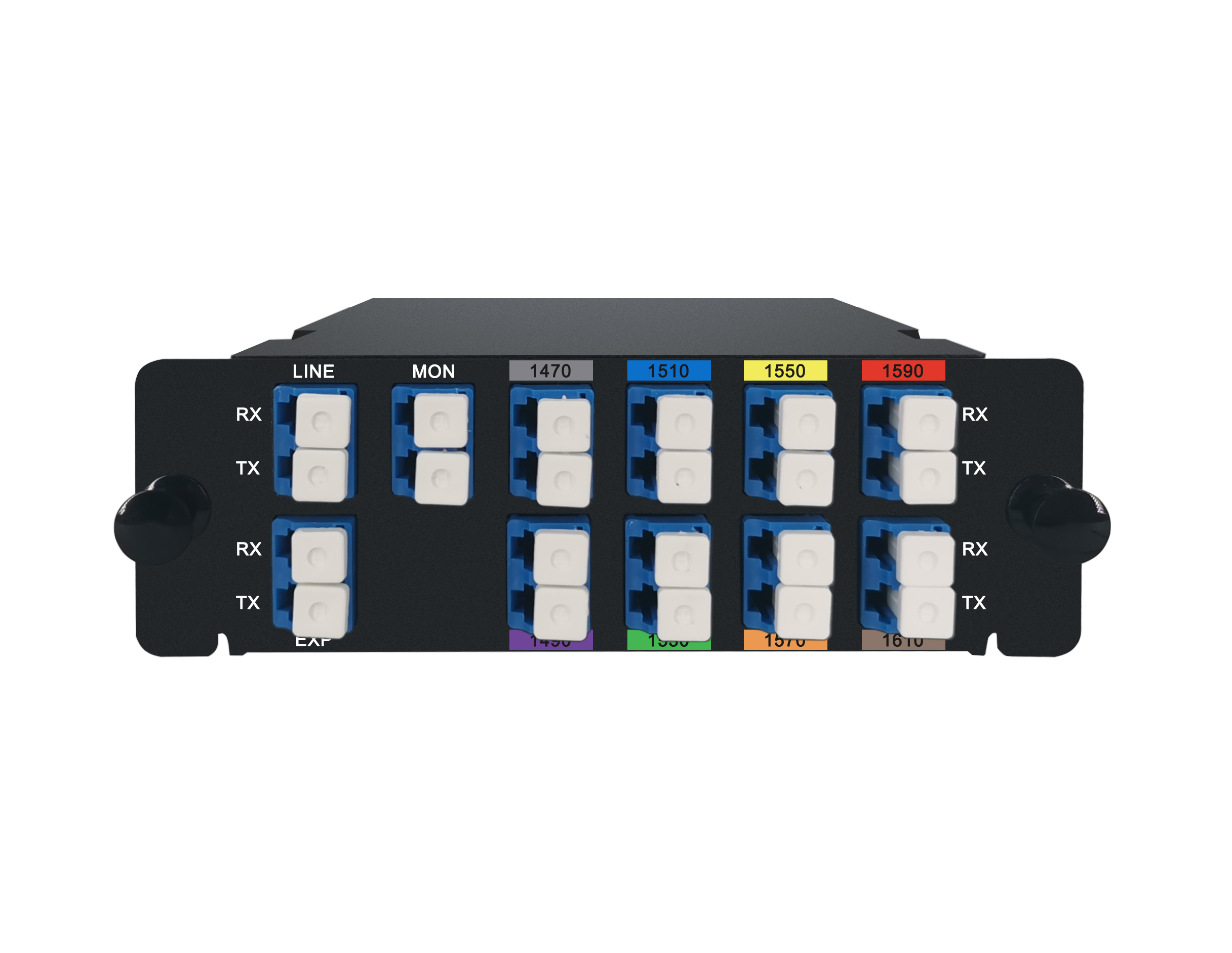 8CH 1470-1610nm, with Monitor and Expansion Port, LC/UPC, Dual Fiber, High Density CWDM Mux Demux, FHD Plug-in Module