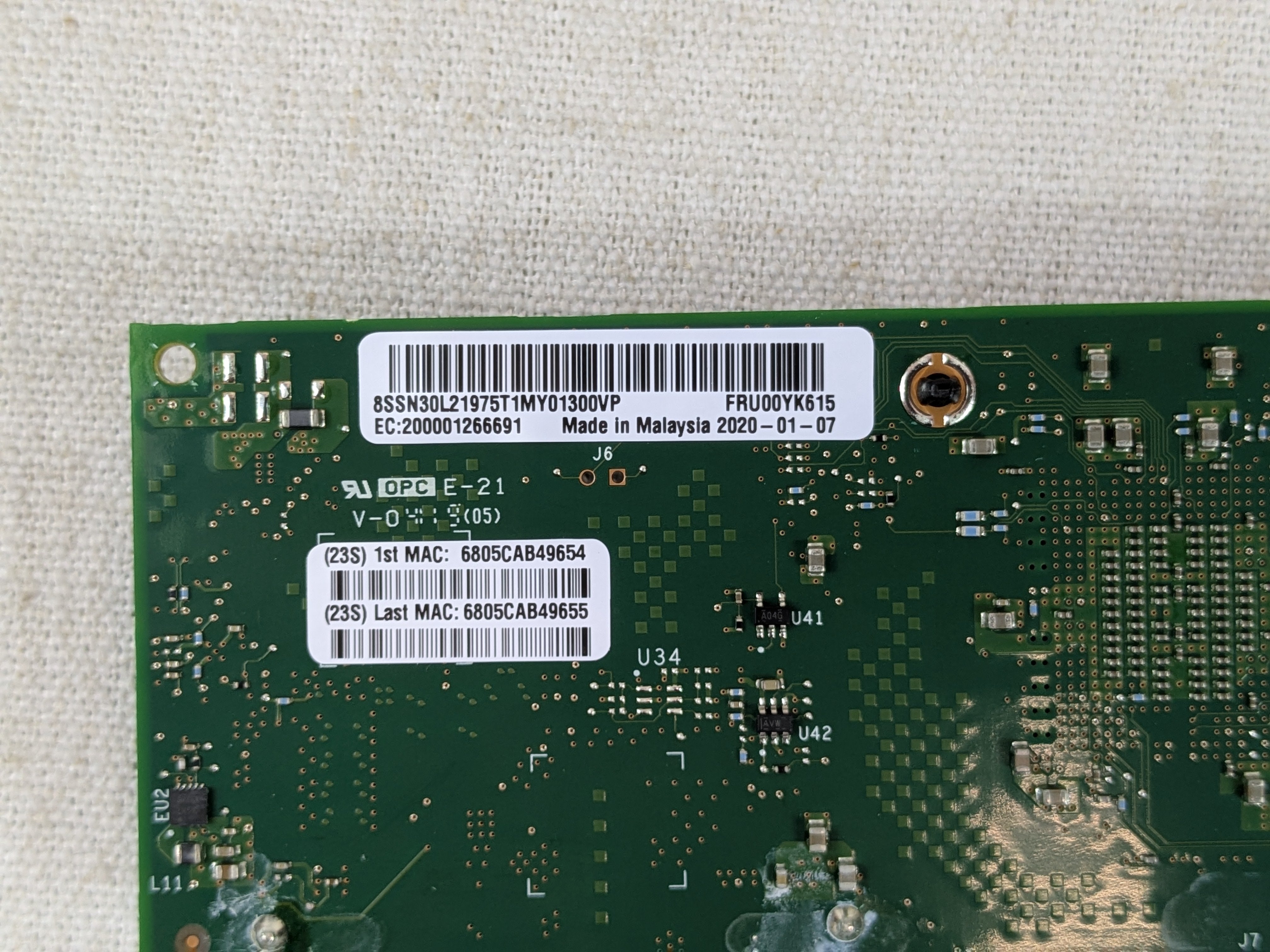 Lenovo 00YK615 Intel X710-DA2 Dual Port 10G SFP+ Network Adapter Low Profile