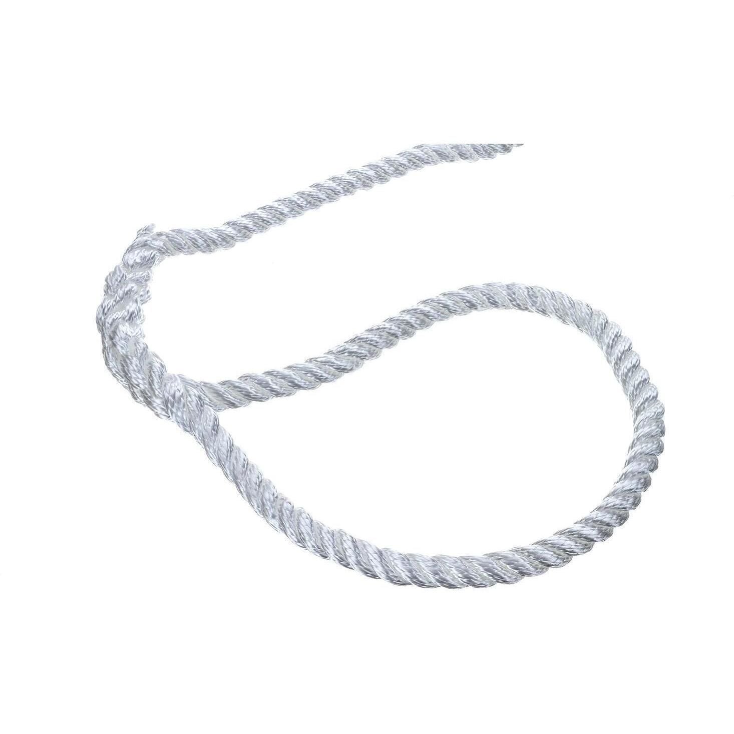 Seachoice 42561 3-Strand Twisted Nylon Dock Line, 1/2" x 20', White