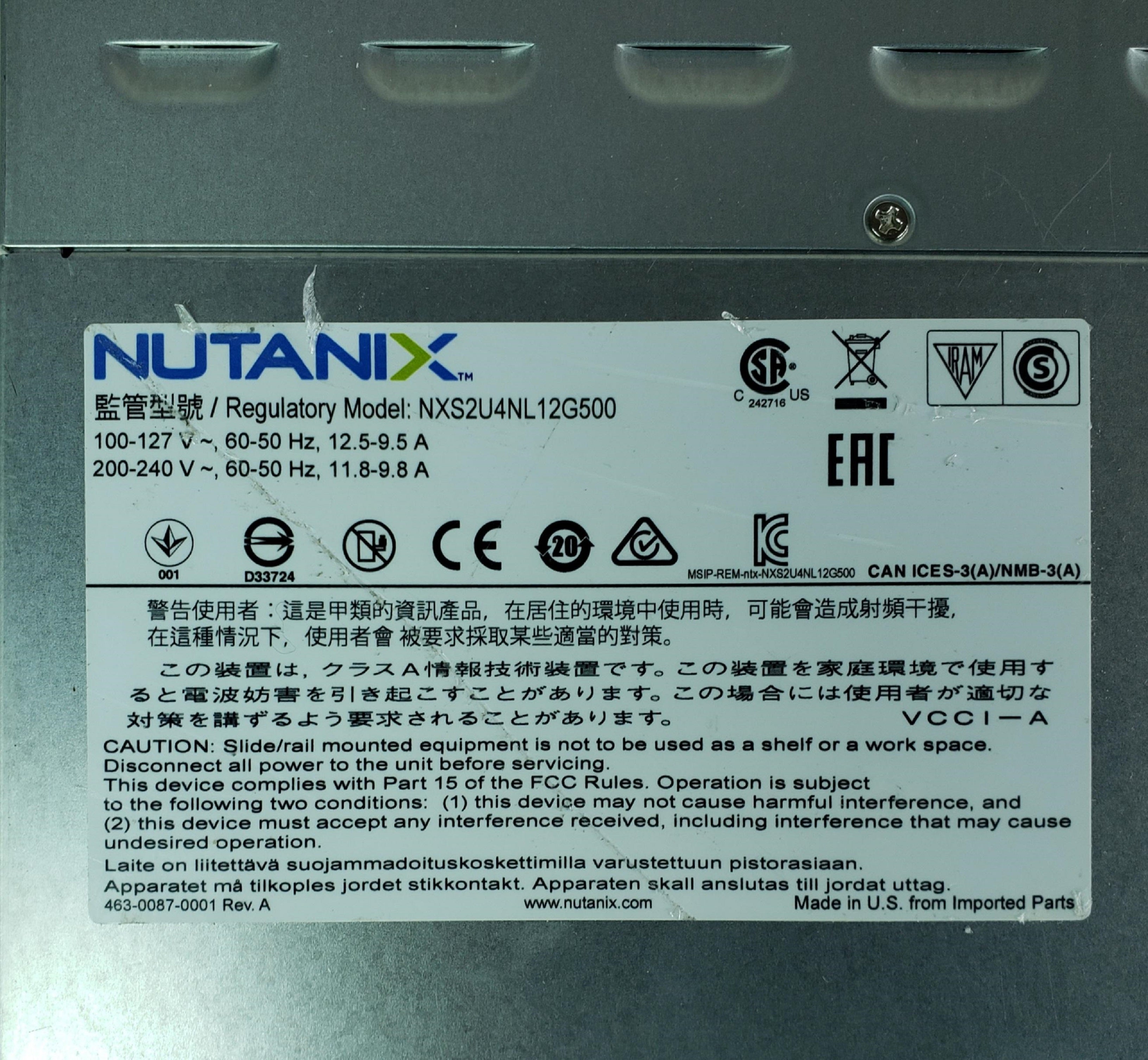 Nutanix/Supermicro CSE-827 2U 4 Node 12x 3.5" Barebones Server - X10DRT No Nodes