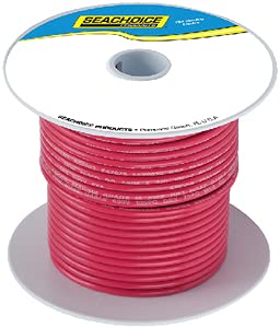 Seachoice 50-63084 Tinned Copper Marine Wire, 12 AWG, Red, 100'