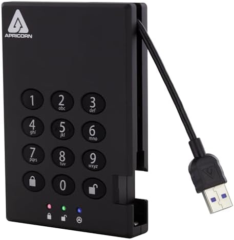 Apricorn 500GB Aegis Padlock USB 3.0 256-bit AES XTS Hardware Encrypted Portable External Hard Drive (A25-3PL256-500)|B007JGB0BQ