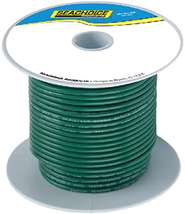 Seachoice 50-63128 Tinned Copper Marine Wire, 16 AWG, Green, 100'