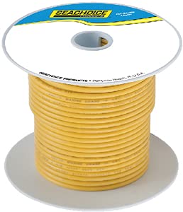 Seachoice 50-63067 Tinned Copper Marine Wire, 10 AWG, Yellow, 100'