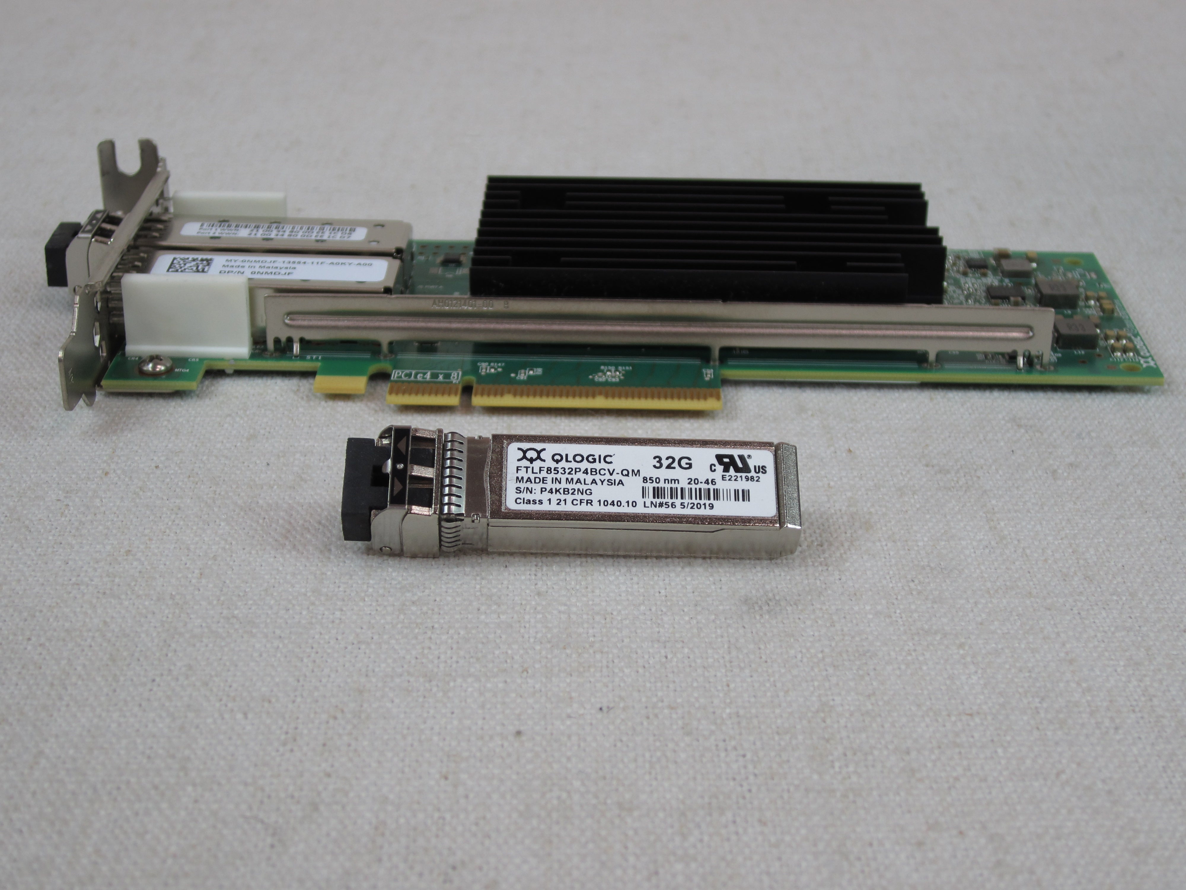 Dell NMDJF QLogic QLE2772L Dual Port 32Gb/s FC HBA Low Profile w/ SFPs