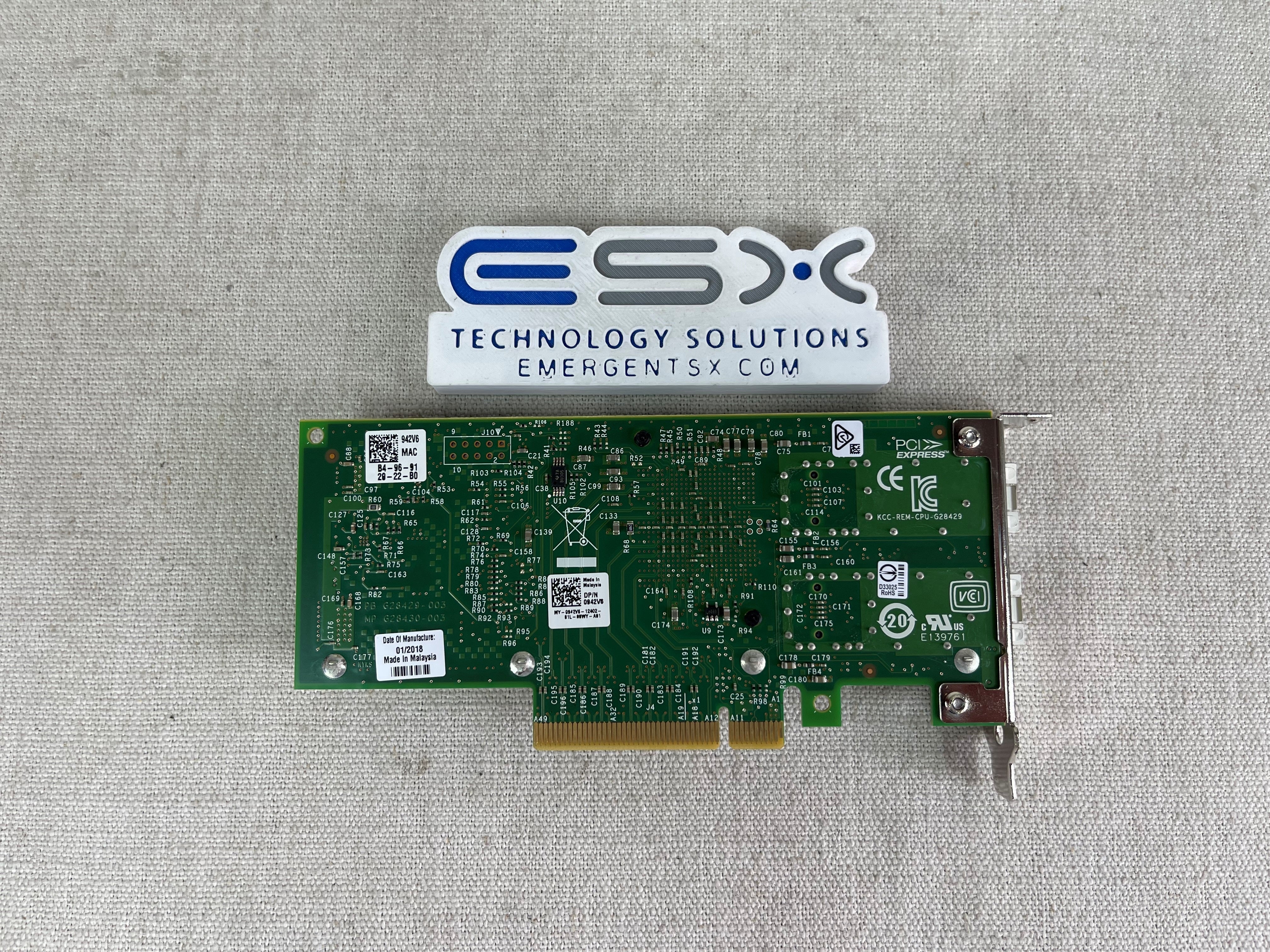 Dell 942V6 Intel X520-DA2 Dual Port 10G SFP+ Low Profile Network Adapter