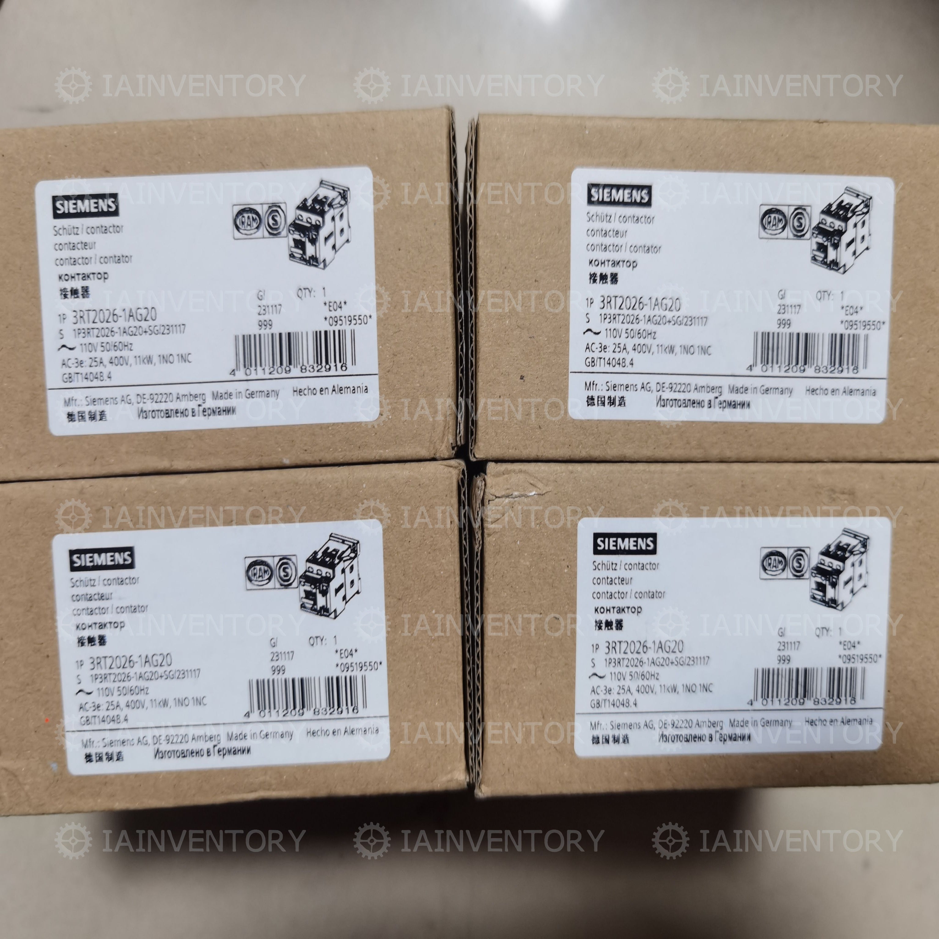 Siemens 3RT2026-1AG20 3Pole 120V Sz 0 Contactor OEM 3RT2026-1AG20