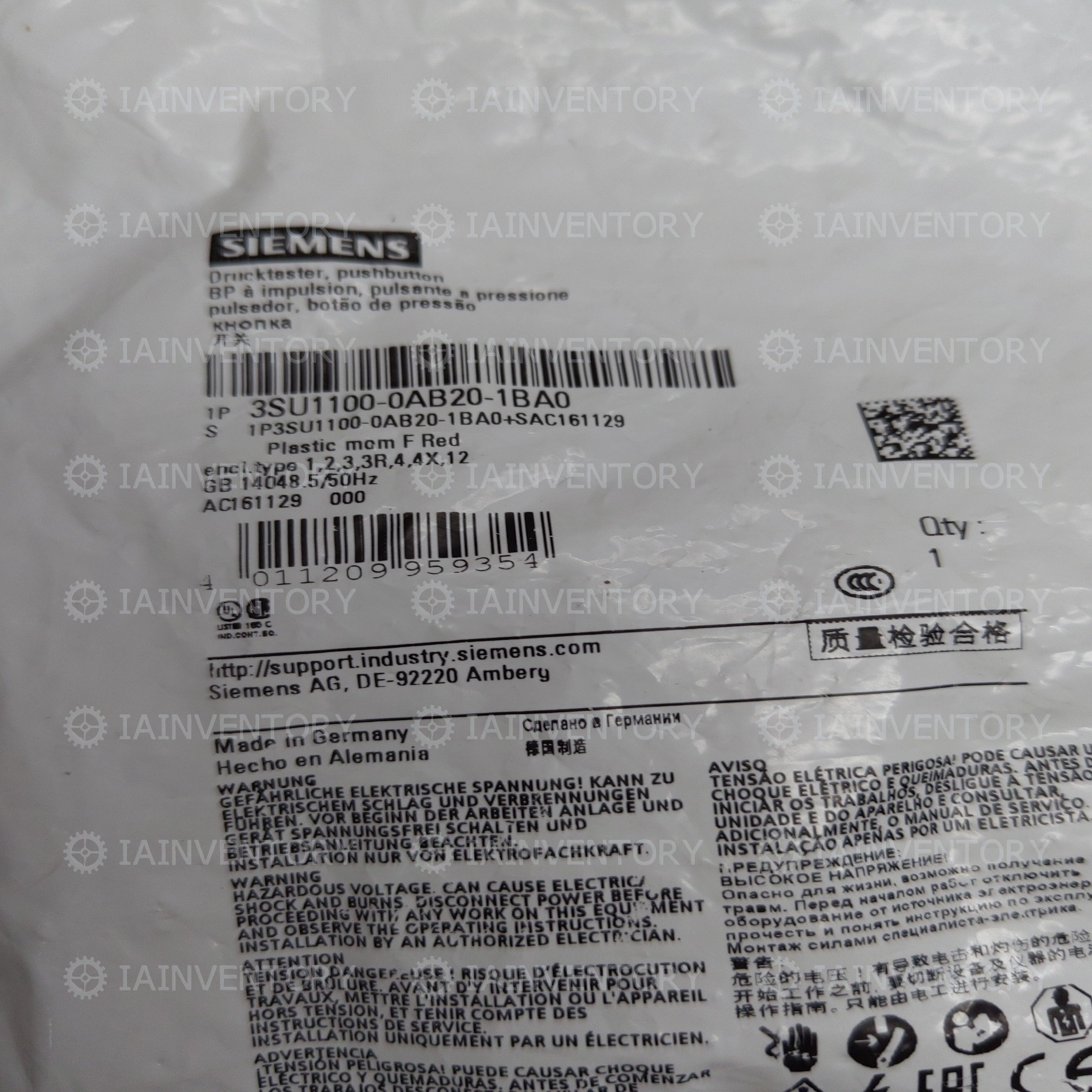 SIEMENS 3SU1100-0AB20-1BA0 / 3SU11000AB201BA0