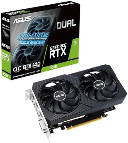 ASUS Dual NVIDIA GeForce RTX 3050 6GB OC Edition Gaming Graphics Card - PCIe 4.0, 6GB GDDR6 Memory, HDMI 2.1, DisplayPort 1.4a, 2-Slot Design, Axial-tech Fan Design, 0dB Technology, Steel Bracket|B0CVCG2VPK