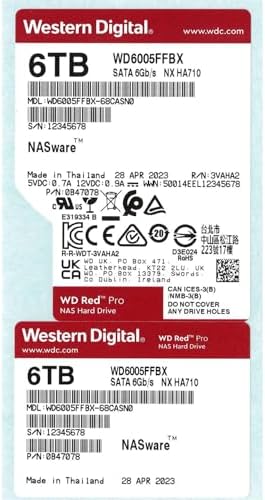 Western Digital 24TB WD Red Pro NAS Internal Hard Drive HDD - 7200 RPM, SATA 6 Gb/s, CMR, 512 MB Cache, 3.5" -WD241KFGX|B0DZY2TN8T