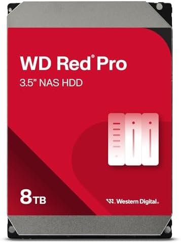 Western Digital 24TB WD Red Pro NAS Internal Hard Drive HDD - 7200 RPM, SATA 6 Gb/s, CMR, 512 MB Cache, 3.5" - WD240KFGX|B0D24TQK3Q