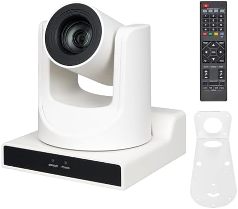 SMTAV PTZ Camera,30X AI Tracking with Zoom Camera with HDMI/SDI/USB3.0/IP Streaming Outputs for Meeting, Church, Events, Teaching(30X Optics Zoom, White)|B0BW86RHMY