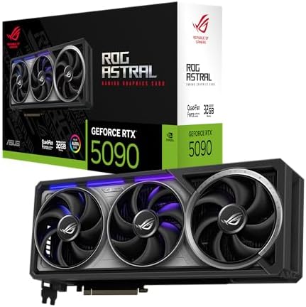 ASUS ROG Astral GeForce RTX™ 5090 OC Edition Gaming Graphics Card (PCIe® 5.0, 32GB GDDR7, HDMI®/DP 2.1, 3.8-Slot, 4-Fan Design, Axial-tech Fans, Patented Vapor Chamber, Phase-Change GPU Thermal pad)|B0DS2WQZ2M