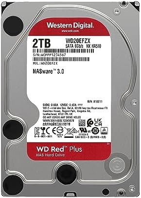 Western Digital 4TB WD Red Plus NAS Internal Hard Drive HDD - 5400 RPM, SATA 6 Gb/s, CMR, 128 MB Cache, 3.5" -WD40EFZX|B08VH8C3WZ