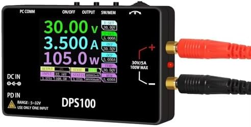 DPS100 Laboratory DC Power Supply, 30V 5A Adjustable, 100W max，with 2.4-inch IPS Display, <20mV Power Ripple, PD/QC/DC Input, Mini Portable Switching Power Supply (NO Power Adapter)|B0F25WQ89B