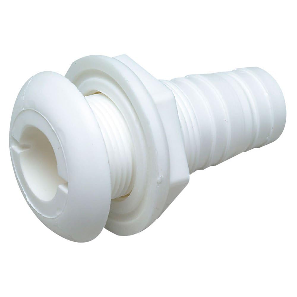 Seachoice 50-18071 Thru-Hull Connector w/ Broad Flange, Fits 1 In. ID Hose, 1-1/4 In. Max Hull