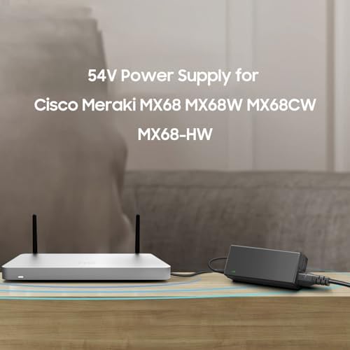 KFD 54V Power Supply for Cisco Meraki MX68 MX65 MX68W MX68CW MX68-HW MX68W-HW MX68CW-HW SD-WAN MX6x Routers MA-PWR-100WAC 640-76010 640-47010 54V 1.85A 1.67A 90W 100W Cisco Router Power Cord Adapter|B0D7C7CSSZ
