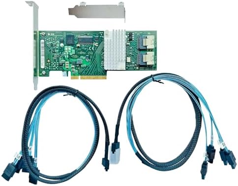 SAS HBA Card Compatible with LSI 9201-8i & 9211-8i IT Mode PCIe SATA Expansion Card, 8-Port 6Gbps PCIe 2.0, SAS Expander Support, HBA Controller with 2X SFF-8087 to 4X SATA Cables for ZFS TrueNAS