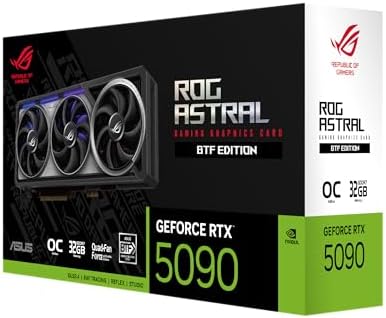 ASUS ROG Astral GeForce RTX 5090 White OC Edition Gaming Graphics Card (PCIe 5.0, 32GB GDDR7, HDMI/DP 2.1, 3.8-slot, 4fan design, Axial-tech fans, patented vapor chamber, Phase-change GPU thermal pad)|B0FJQNQ8M7